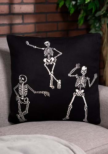 20 Inch Cotton Knit Black Cream Skeleton Pillow